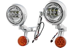 XMT-MOTO MOTORCYCLE PARTS Turn Signal LED Spotlight Fog Light Bracket For Harley Electra Glide, Road King, FLHX, FLHXXX Models 1994-2013