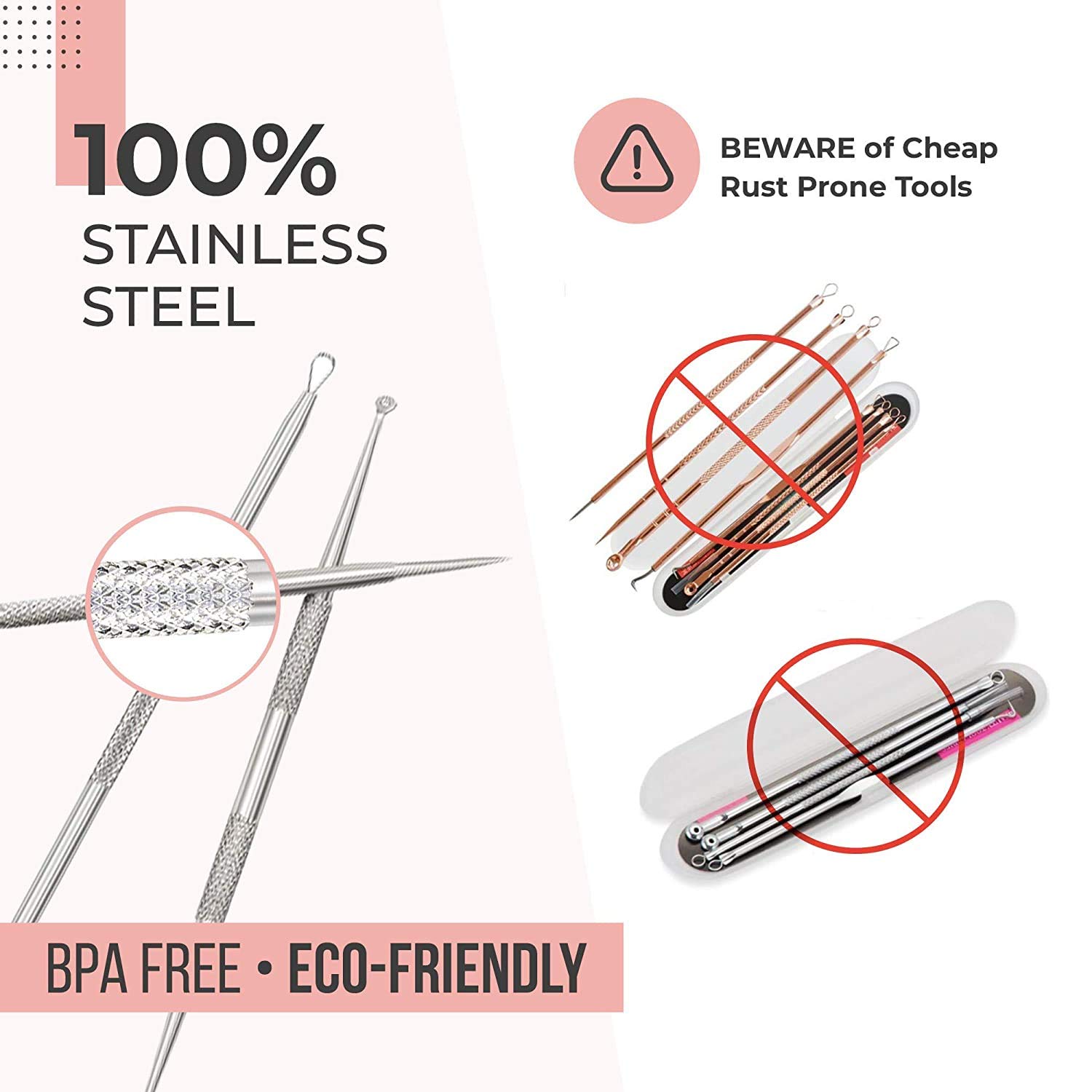 Professional Pimple Popper Tool Kit - With Comedone Extractor, Milia Removal Tool, Blackhead Tweezers, and Whitehead Remover Tool, Spot Treatment Acne Set, by The Good Stuff: Beauty