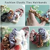 Maridergo 12Pcs Silk Satin Hair Scrunchies Ties Ponytail Holder Solid Color view 2
