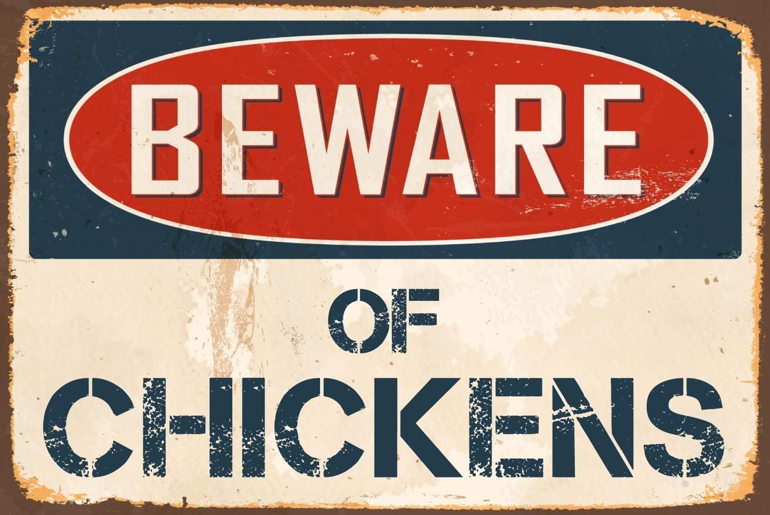 Amazon Com Stickerpirate Beware Chickens Vintage Aluminum Retro
