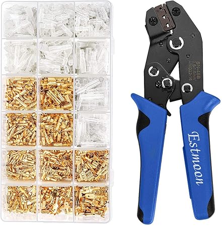 Estmoon Pince A Sertir Avec Cosses Plates Avec Etui De Protection Outil A Sertir Avec 500 Connecteurs De Cable 0 5 1 5 Mm Awg 22 16 Amazon Fr Bricolage