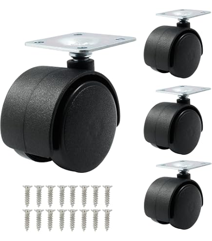 Twin Wheel Caster – 2” Nylon Hooded Swivel Caster With 5/16-18 Threaded Stem, No Brake (110 Lb Capacity) - View #2