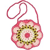 Women Mini Flower Cotton Crochet Crossbody Shoulder Bag Handbag Coin Purse