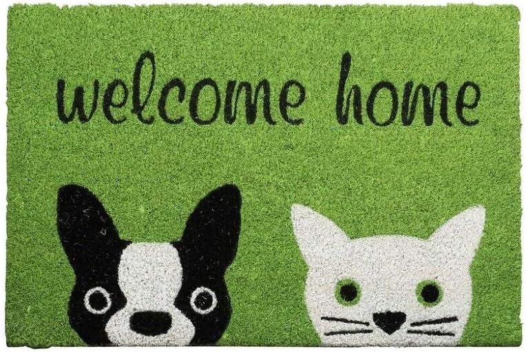 Sapana Carpet-Mats Handwoven Meow Printed Rectangular Coir Doormat (60 x 40 x 1.50 cm)