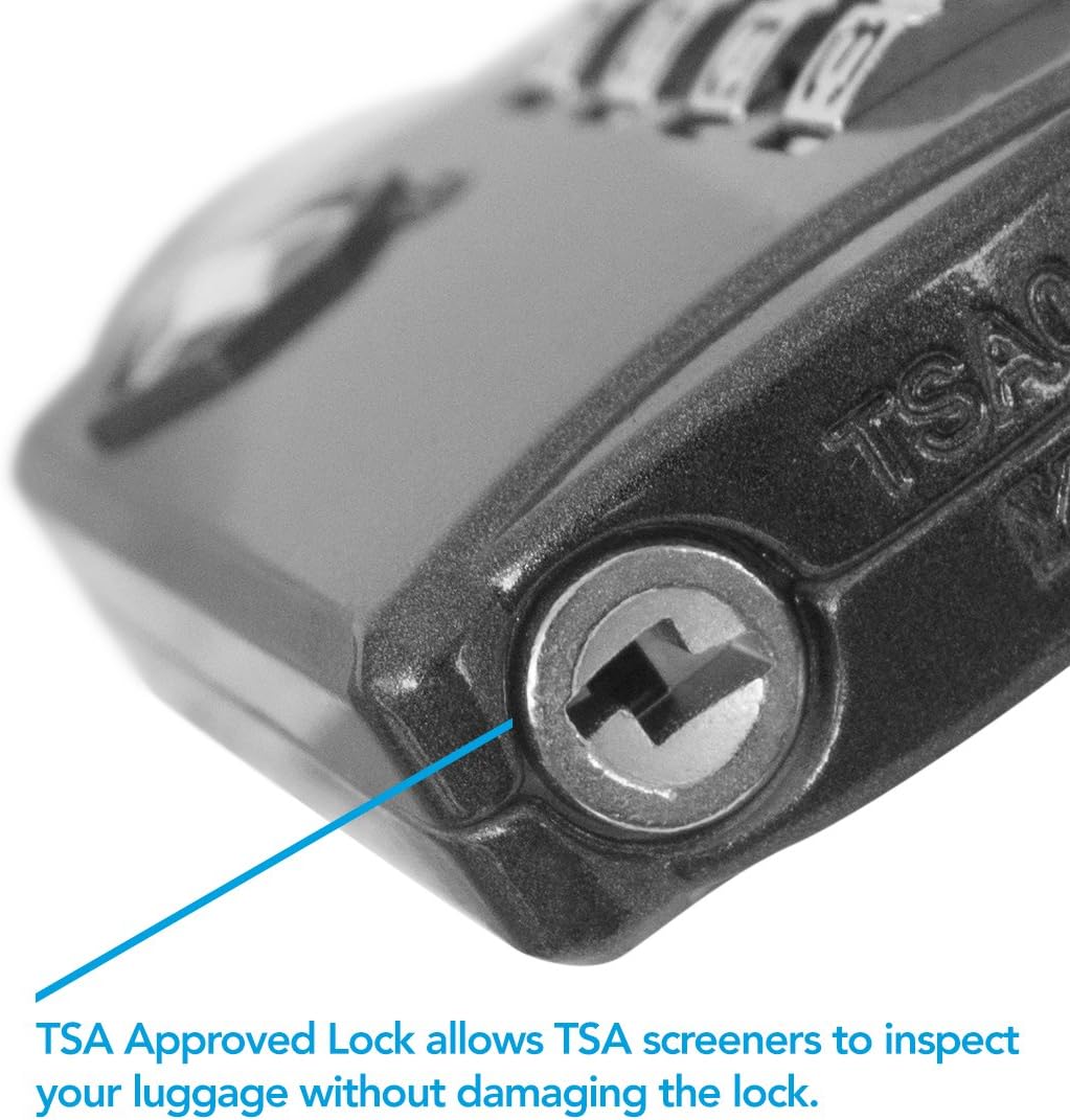 TSA Luggage Locks (2 Pack) - 4 Digit Combination Steel Padlocks - Approved Travel Lock for Suitcases & Baggage - Black - - 