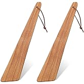 2 Pack Flat Wooden Spatula 12 Inch Teak Wood Spatula For Cooking Utensils Multipurpose Small Wood Flipper Turner Bamboo Wooden Spatulas For Flipping Turning Sourdough Scraper Stirrer Kitchen Baking