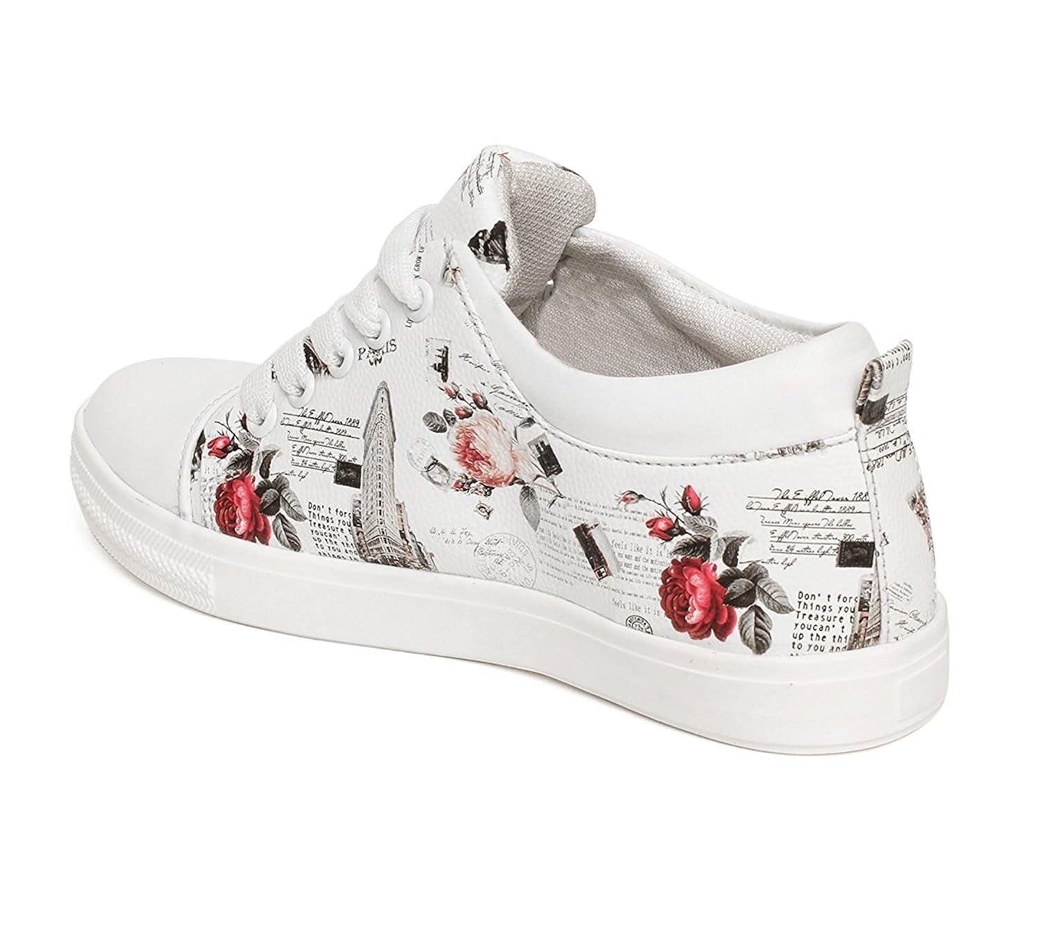 ethics premium white sneaker shoes for women (38 eu, white print red)