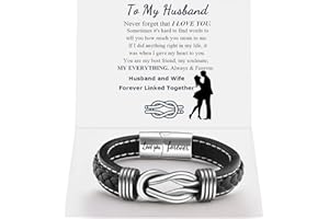 QWNHONEY Infinity Knot Leather Bracelets for Men Birthday Anniversary Christmas Gift Idea Mens Braided Cuff 7.8/8.5/9 Inches Bracelet Forever Linked Together Bracelet for Man Son Husband Boyfriend Brother Grandson