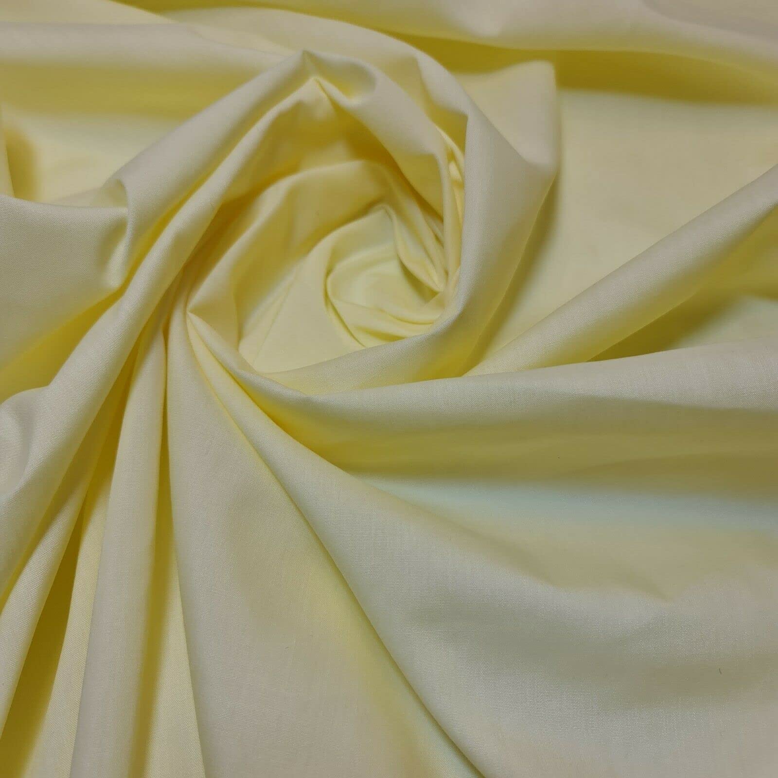Plain/Solid Dyed Polycotton Dress Craft Fabric Material 45" - 112 cm Wide Sold As 1 Meter Pre - Cut Lengths (Available in 42 Colours)… (Lemon, 2 Meter)