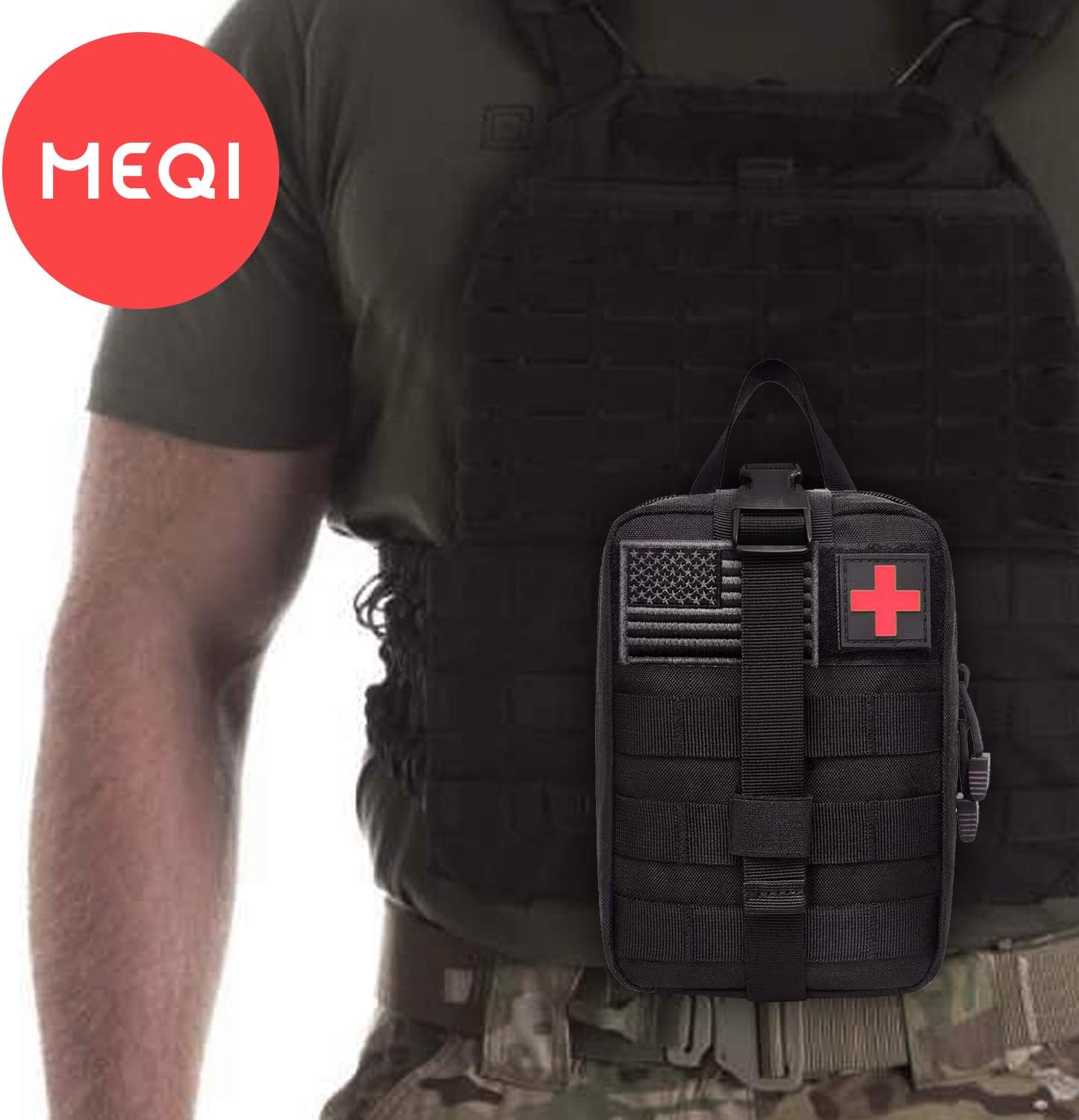 MEQI Medical MOLLE Tactical Pouch, EMT First Aid IFAK Rip-Away Utility Pouch for Camping Hunting Hiking Home Car and Adventures (Ink Black) : Sports & Outdoors