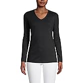 Lands' End Women's Relaxed American-Grown Supima Cotton Long Sleeve V-Neck T-Shirt
