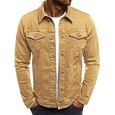 LONGBIDA Men's Casual Classic Denim Jacket Slim Fit Fashion Jean Coat