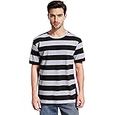 Wide Striped T Shirt for Men Sailor Tee Red White Black Navy Stripes Top Basic