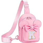 YONOOQ Birthday Gifts for 4 5 6 7 8 9 10 11 12 13 Year Old Girls Small Initial Sling Bag for Girls Fashion Waist Pack for Women Nylon Cute Crossbody Fanny Pack Pink K