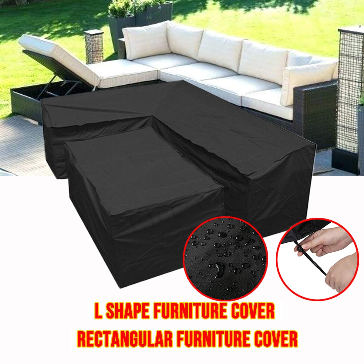 L Shaped Garden Furniture Covers 210d L Shaped Outdoor Sofa Cover L Shaped Patio Couch Cover Protective Cover For Corner Sofa With Durable Hem Cord Furniture Sets