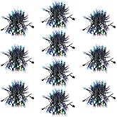 ALITOVE WS2811 RGB LED Pixels Light Individually Addressable 12mm Diffused Full Color Bullet Pixels DC 5V IP68 Waterproof 500pcs for Outdoor LED Screen Billboard House Halloween Christmas Decor