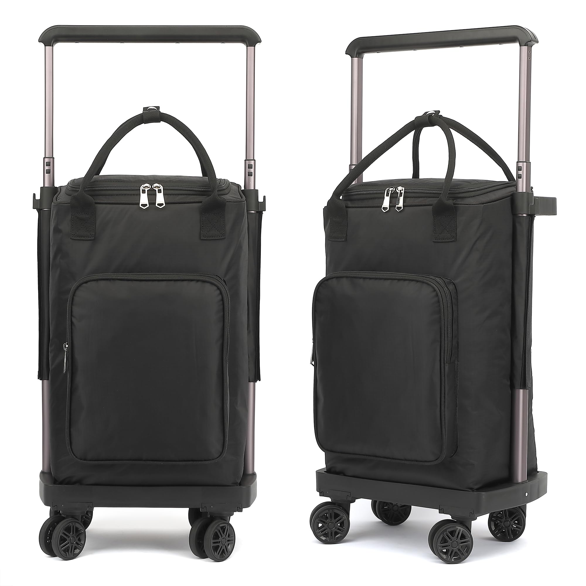 Photo 1 of 2 in 1 Shopping Cart | Foldable Grocery Cart with All-Terrain Wheels & 90lbs Capacity | Hand Truck for Supermarket, Laundry, Storage | Ideal for Housewives, Seniors, Office Workers (Black -03)