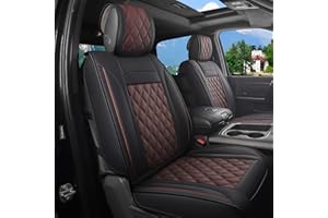 JOJOBAY Car Seat Covers for Dodge Ram,Fit 2009-2025 1500/2500/3500 HD Pick-up Truck,Crew,Regular,Quad,Mega Cab,Waterproof Synthetic Leather Seat Covers(5PCS-Full Set,Black-Brown)