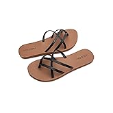 Volcom Women's New School Strappy Flip Flop Sandal – Flat Slide With Comfort Foam Footbed