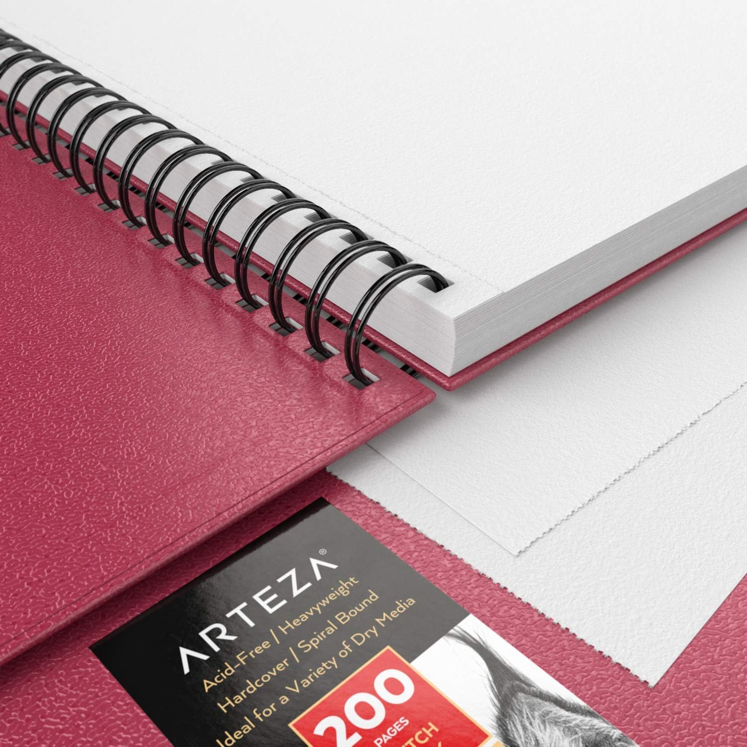 Arteza Sketch Book, 9x12 Inch, 2-Pack, Pink Drawing Pads, 200 Sheets Total, 68lb/100 GSM, Hardcover Sketchbook, Spiral-Bound, Use with Pencils, Charcoal, Pens, Crayons, Art Supplies for Drawing: Home & Kitchen