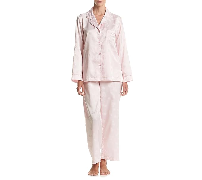 Buy Miss Elaine Women S Brushed Back Satin Pj Set Pearl Pink Large At Amazon In