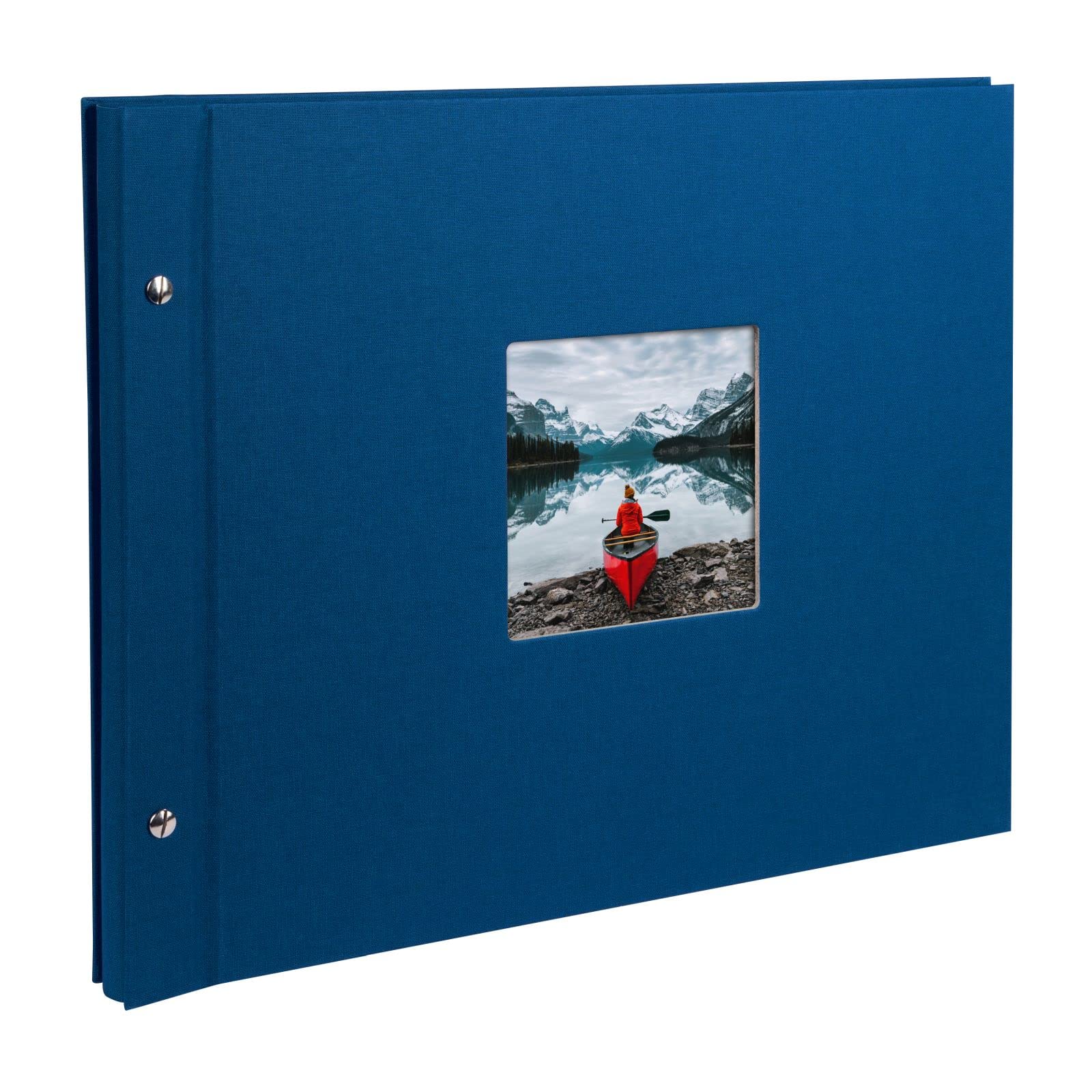 Goldbuch Photo Album Trend, Bella Vista, 39 x 31 cm, 40 Black Pages with Glassine Dividers, Extensible, Linen, Blue, 28975