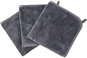 KinHwa Makeup Remover Cloths Super Soft Microfiber Face Cloths Reusable for Daily Use 12inch x 12inch 3 Pack Gray