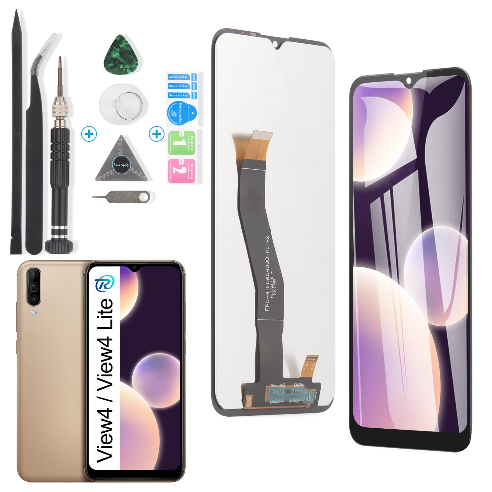 RongZy For Wiko VIEW4 W-V851 V830 LCD Screen Replacement for View-4 LITE W-V730 Touchscreen Digitizer Display with Tools (Black)