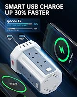 Sameriver Tower Extension Lead 3M 8 AC Outlets 4 USB Ports Surge Pro 13A view 2