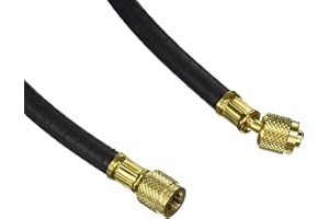 Yellow Jacket 15072 Plus II 1/4" Heavy Duty HCA Straight x Angle Charging Hose, 72", Black