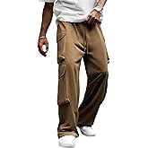 ZAFUL Men's Parachute Sweatpants Y2k Baggy Track Pants Drawstring Wide Leg Casual Trousers Streetwear
