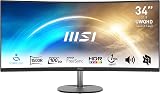 MSI PRO MP341CQ 34 inch UWQHD 3440x1440 100Hz HDR Curved Monitor