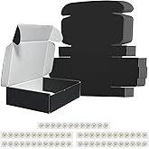 SENONAPO 60 Pack Black Cardboard Corrugated Mailer Boxes 6 x 4 x 1.6 Inches, Ideal for Small Business Shipping and Storage
