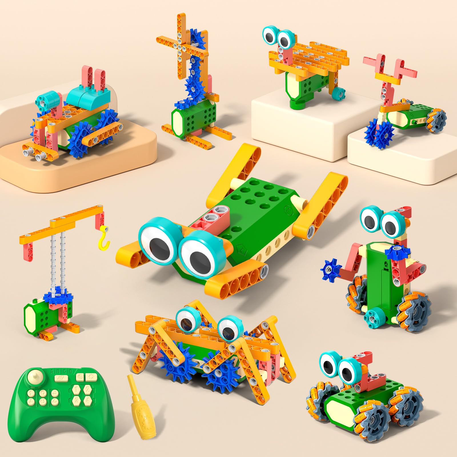 Technic Roboter Bauspielzeug Bausatz ab 6+, 33+ IN 1 RC Roboter und Auto