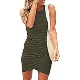 BTFBM Women Summer Dresses 2026 Sleeveless Tank Ruched Bodycon Sundresses for Women Party Beach Mini Casual Spring Dress