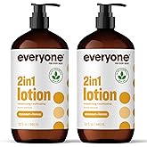 Everyone 2-in-1 Lotion for Hands/Body, 32 ounce (Pack of 2) Coconut and Lemon made with Essential Oils for Men and Women