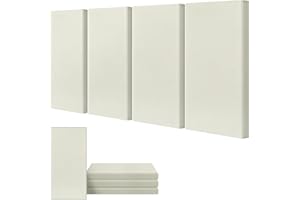 UMIACOUSTICS 4 PCS Acoustic Wall Panels, 2“ Thick 23.6" x 11.8" Fiberglass Recording Studio Acoustical Treatments Panels, Self-adhesive Sound Absorbing Panels for Studios, Office, Home Theater. Beige