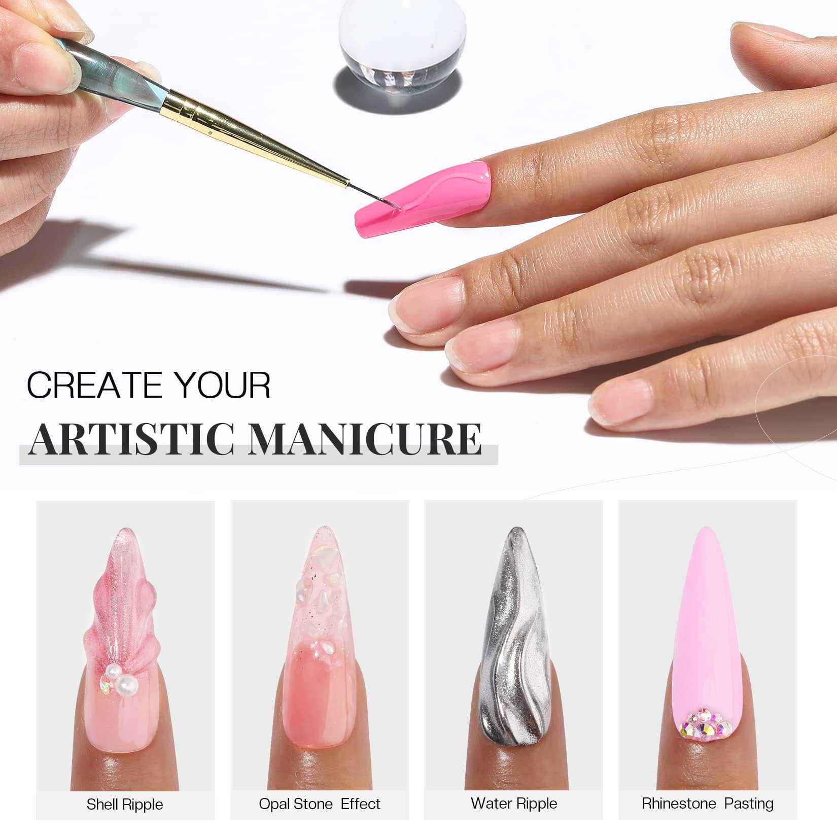 Morovan Solid Builder Gel for Nails: UV/LED Hard Gel Kit - Clear 2oz Strong 3D Sculpting Extension Strengthen Professional Art Manicure Set with Forms & Brush Supplies - Image 6