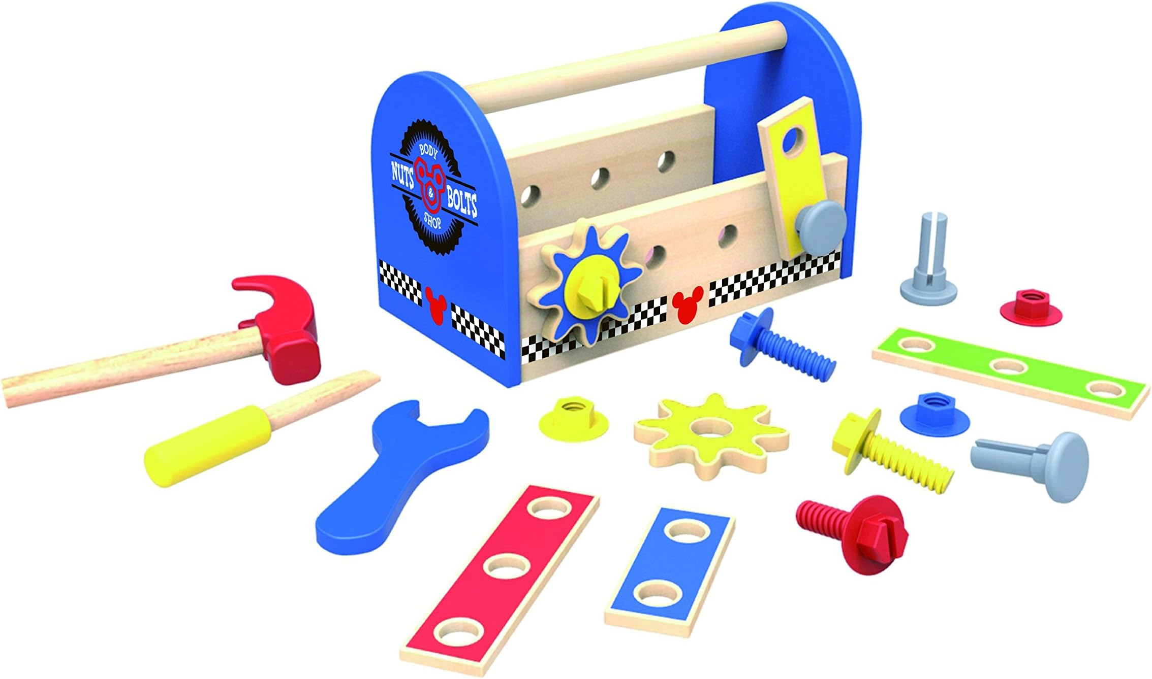 Be Imex TY030 21 Pieces Pine Wood MDF Tool Box Toy Set, 24 x 12 x 18 cm, Multi-color