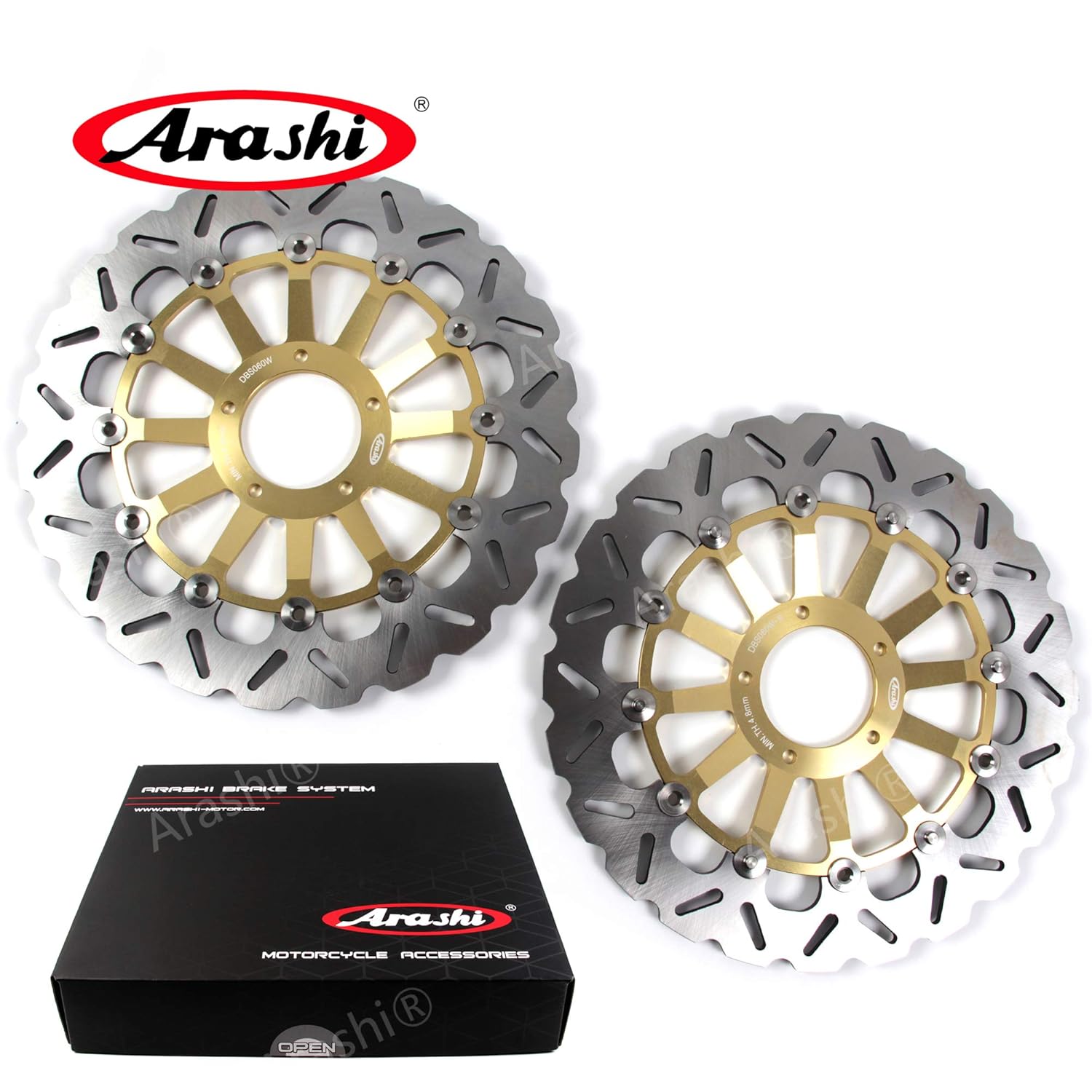 Arashi Floating Front Brake Rotor For Ducati 1098 07-08/1098 S 07-08/1098 S  TRICOLORE 07-08 Motorcycle Accessories Brake Disc Disk 1098S Gold 2007 2008