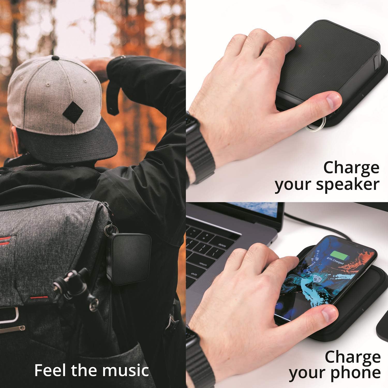METRONIC 477079 6W Portable Bluetooth Speaker with Xtra Charge Wireless Charging Stand, black - Image 3