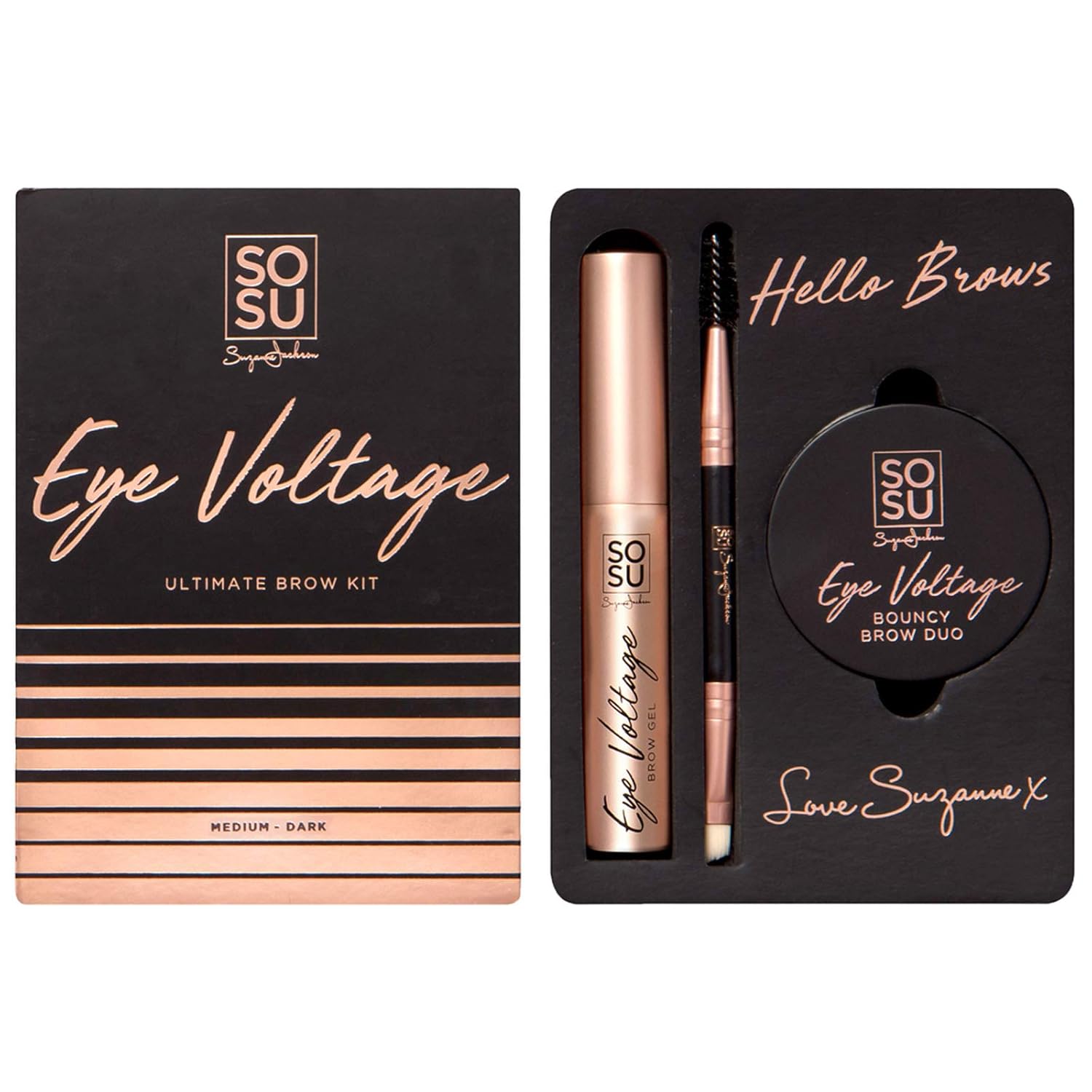 SOSUbySJ Eye Voltage Ultimate Brow Kit Light Medium Dark Eyebrow Makeup Powder (Medium/Dark)