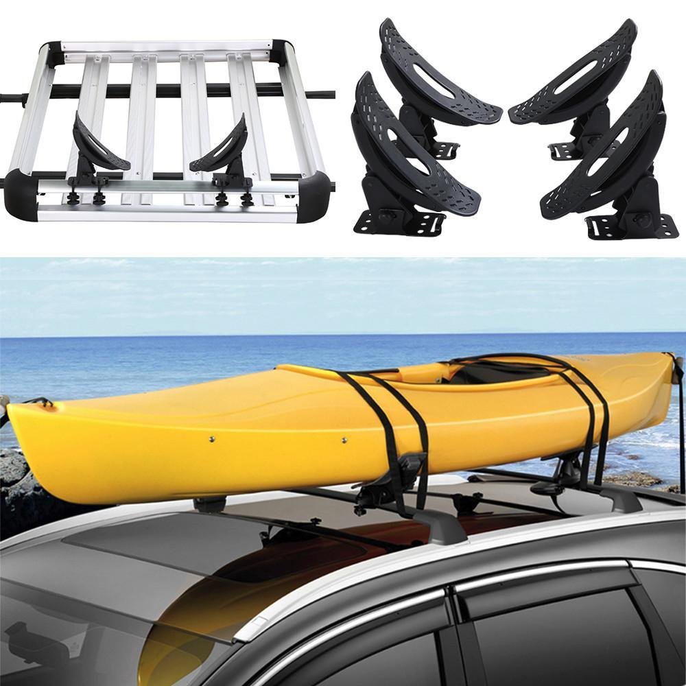 Yaheetech Universal Kayak Carrier Cross Bars Boat Canoe Surf Ski Board Roof Top Mounted Rack Black