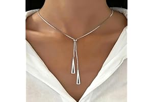 Dainty Sterling Silver Necklace Layered Drop Simple Y-Shaped Chain Stack Necklace Jewelry For Women Gift