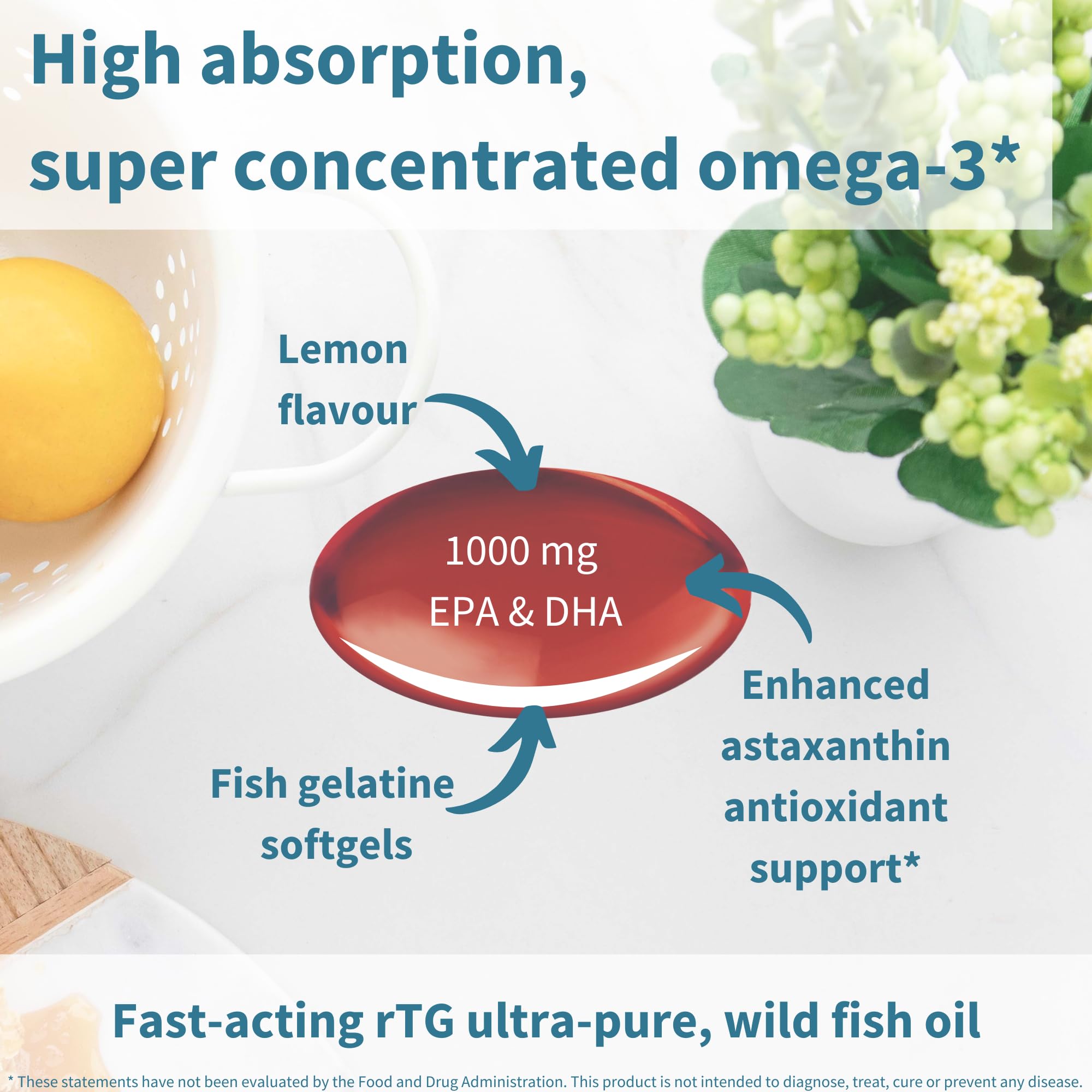 Igennus Ultra Pure Omega 3 Triglyceride rTG Wild Fish Oil 1360mg, IFOS Certified, EPA DHA 1000mg Plus Astaxanthin, Non-GMO, for Men & Women, 180 Softgels