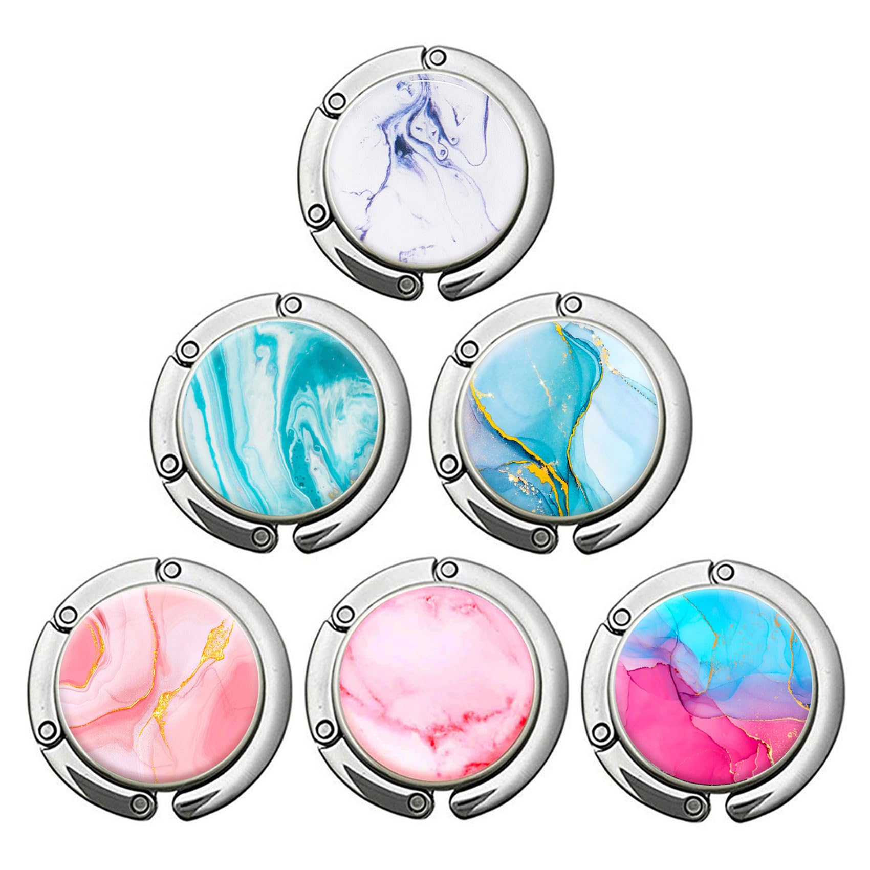 Photo 1 of *USED*
BOTRINUO Foldable Purse Hook for Table, Purse Hanger Storage Folding Decor Table Hook, Women's Handbag Hanger Holder (Marble 6 Pack)