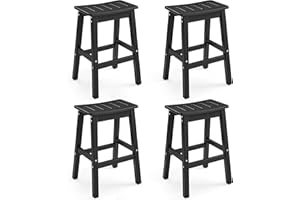 Homenjoy Outdoor Bar Stools Set of 4, 25" HDPE Counter Height Bar Stools, All Weather Resistant Patio Bar Stools for Balcony, Backyard, Black