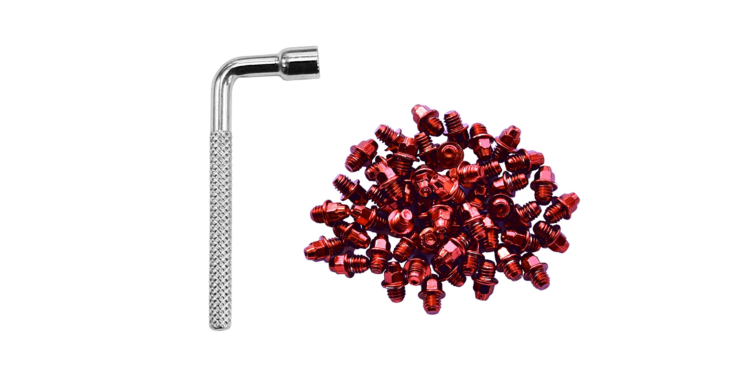Funn Pedal Pins Studs for Mamba, Ripper, and Python Pedals, 50pcs of M4 x 5mm Street Pins with a 4mm Socket Wrench (Red) — image 1