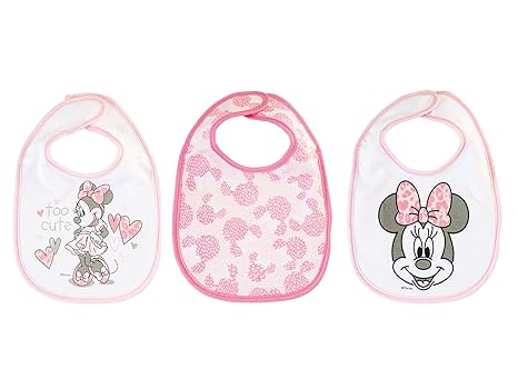 lulabi Disney Minnie, Set 3 Lätzchen, Baumwolle, 19 x 17 cm, 0 + Monate, Pink