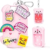 Metyond Dog Silicone Case for Touchland Hand Sanitizer Spray Power Mist 1 FL OZ/30ML for Touchland Case with Keychain, with Cute Charms Accessory Cute Travel Case (1PCS Pink)